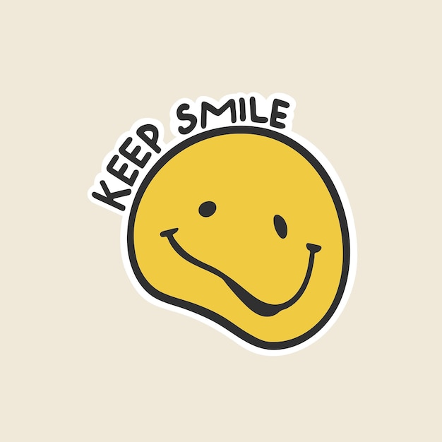 Mantenga el pegatino emoji de sonrisa Vector Ilustración linda