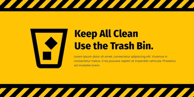 Mantenga todo limpio use el contenedor de basura de alto contraste editable póster de seguridad paquete vectorial