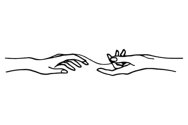 Manteniendo las manos una línea dibujando en fondo blanco aislado Ilustración vectorial