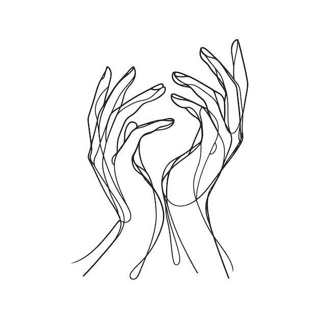 Manteniendo las manos una línea dibujando en fondo blanco aislado Ilustración vectorial