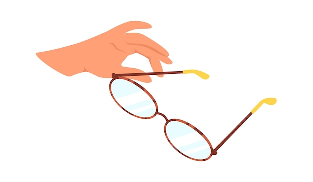 Vector mantenimiento de gafas en la mano