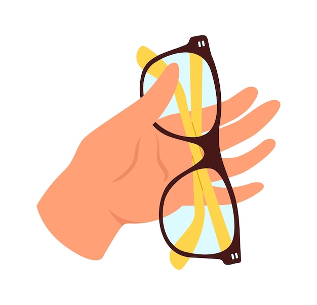 Vector mantenimiento de gafas en la mano