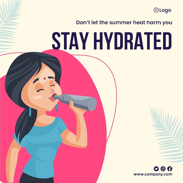 Mantente hidratado diseño de banner de verano.
