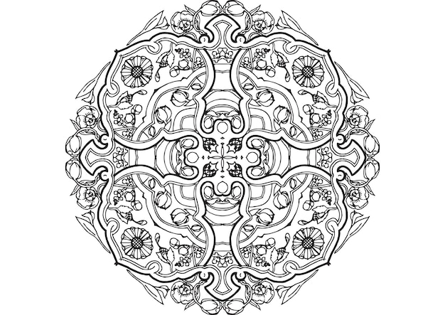 Mantra mandala, el arte de la meditación para adultos para colorear dibujo con las manos by art by uncle 072