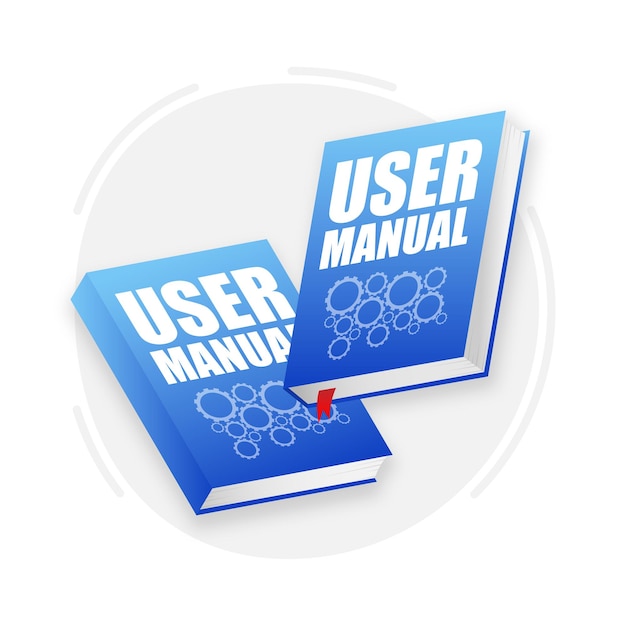 Manual de usuario Icono de libros Libro de texto con marcador Diario o cuaderno Ilustración vectorial