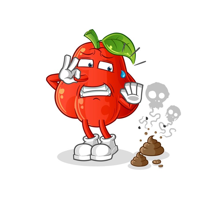 Vector manzana de agua con ilustración de residuos apestosos. vector de caracteres