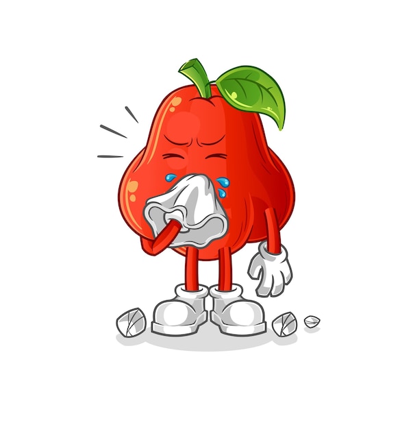 Manzana de agua que sopla la nariz personaje de dibujos animados mascota vector