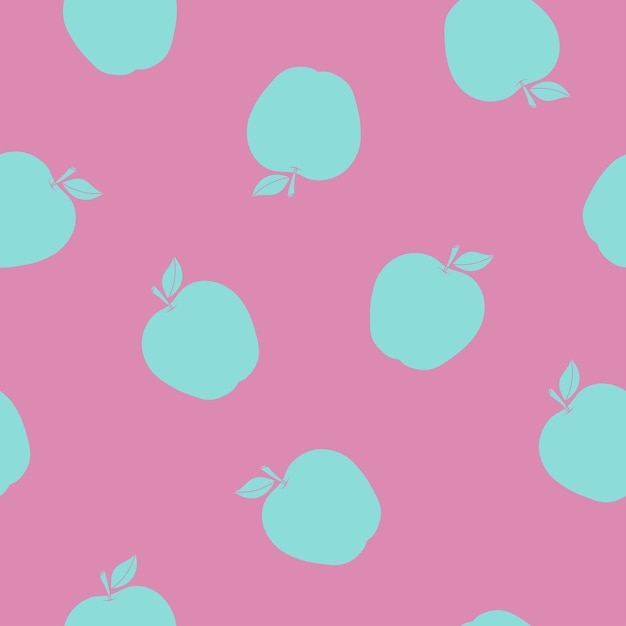 Manzana azul sobre fondo rosa Patrón sin fisuras Vector Ilustración