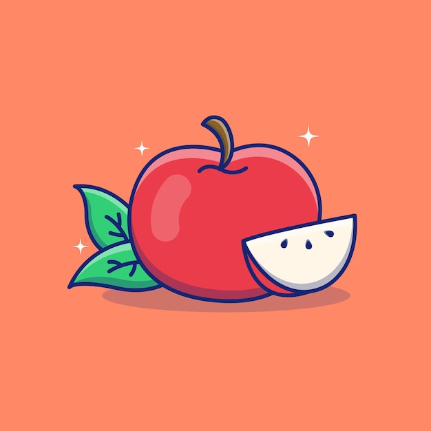 Manzana de dibujos animados lindo en ilustración vectorial Vector de alimentos aislados Estilo de dibujos animados plana