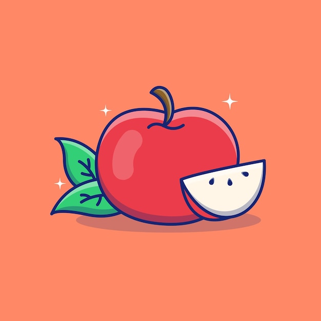 Manzana de dibujos animados lindo en ilustración vectorial vector de alimentos aislados estilo de dibujos animados plana