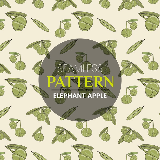 Manzana de elefante Fruto o chalta sin costura Diseño de patrón para hierbas o diseño de nivel de frasco de pepinillos o frutas