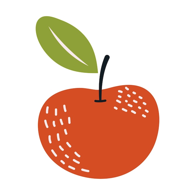 Manzana en el estilo del arte de la guardería Fruta abstracta dibujada a mano en estilo boho