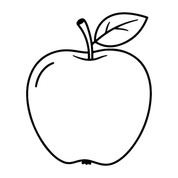 Manzana graciosa enojado página de colorear línea negra ilustración vectorial clipart logotipo de comida de frutas pegatina