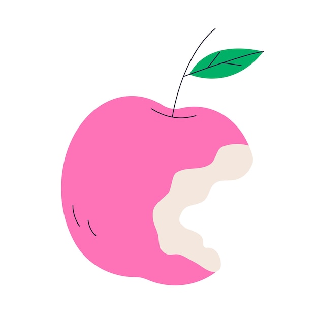 Manzana mordida aislada sobre un fondo blanco Fruta deliciosa