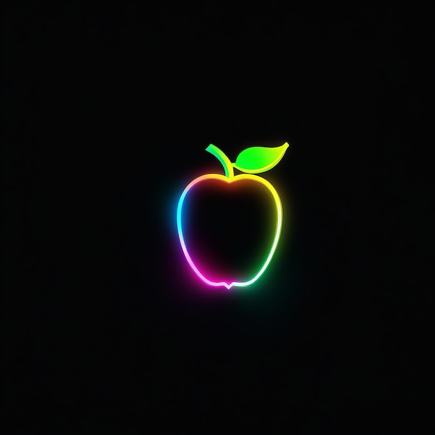Vector manzana de neón en fondo negro manzana con una luz de neón manzana de neon en fondo negro