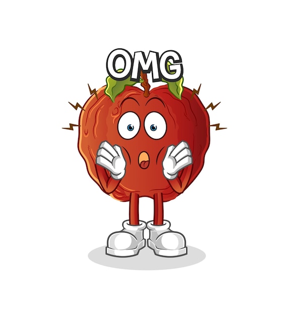 La manzana podrida Oh mi Dios vector. personaje animado