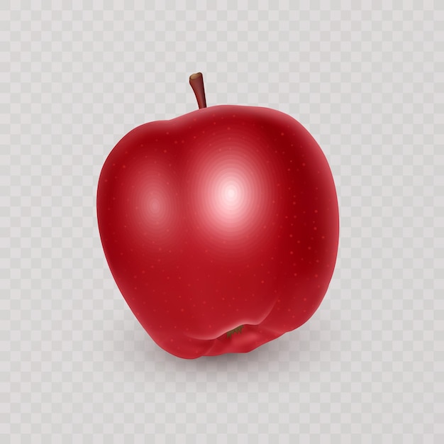 Manzana roja aislada en la ilustración de vector de fondo transparente