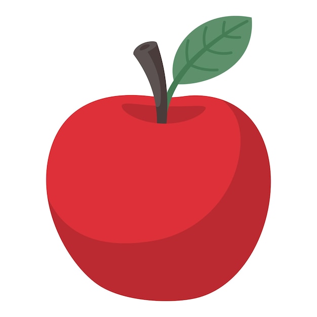 La manzana roja aislada en la ilustración vectorial de fondo blanco