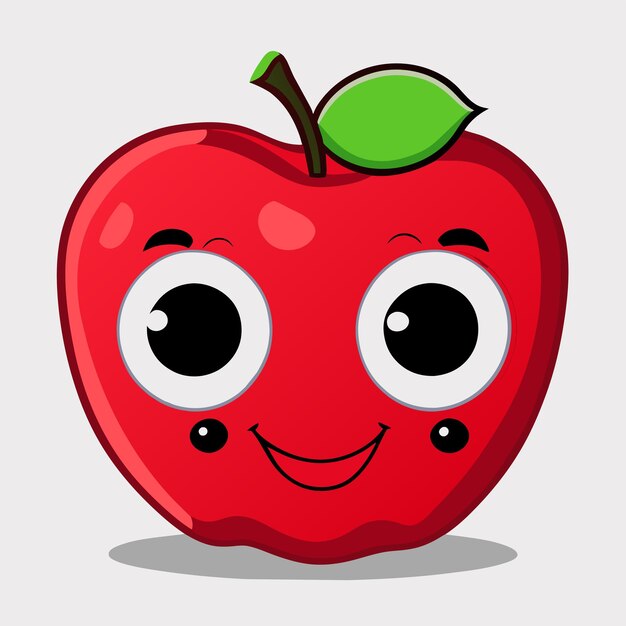 Vector manzana roja dibujado a mano dibujos animados pegatina icono concepto aislado ilustración