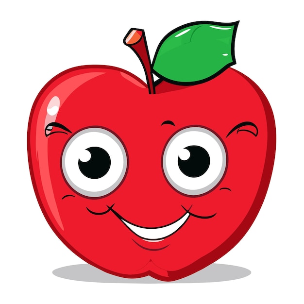 Vector manzana roja dibujado a mano dibujos animados pegatina icono concepto aislado ilustración