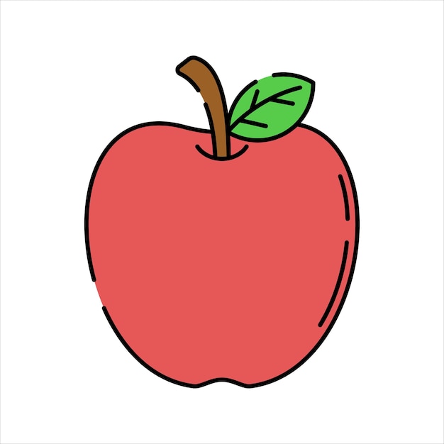 Manzana roja estilo diseño plano manzana roja con tallo símbolo de nutrición de la fruta