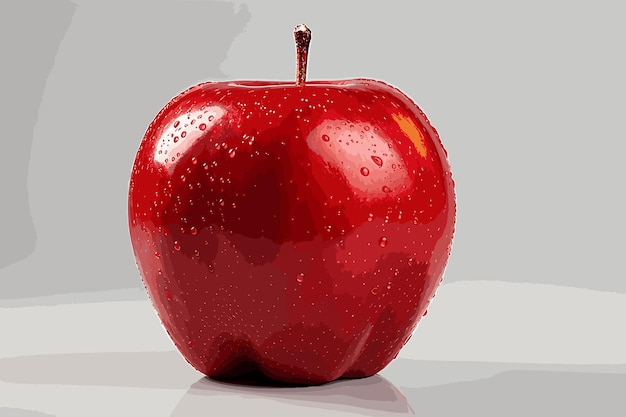 Vector manzana roja fresca aislada sobre fondo blanco trazado de recorte profundidad completa de ilustración de vector de campo