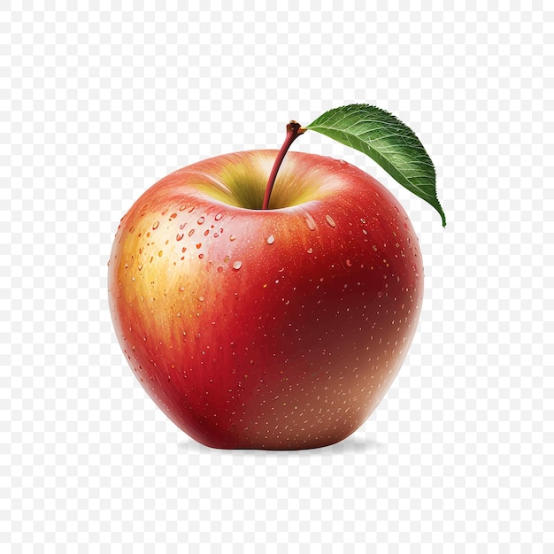 Manzana roja con una hoja en un estilo vectorial realista aislada en un fondo transparente Frutas vitaminas hierro Vector EPS 10