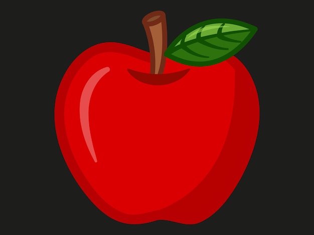 una manzana roja con una hoja verde en ella