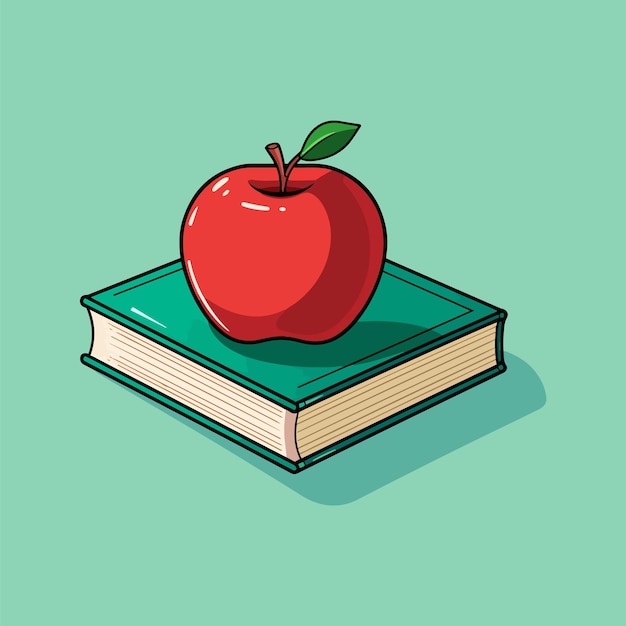 manzana roja en el icono del libro