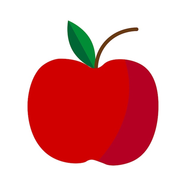 Manzana roja. Manzana de dibujos animados con una hoja.