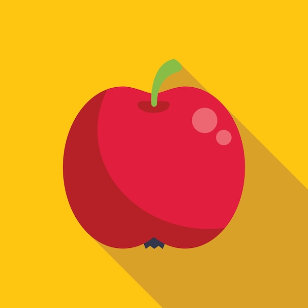 Manzana roja proyectando una larga sombra sobre un fondo amarillo