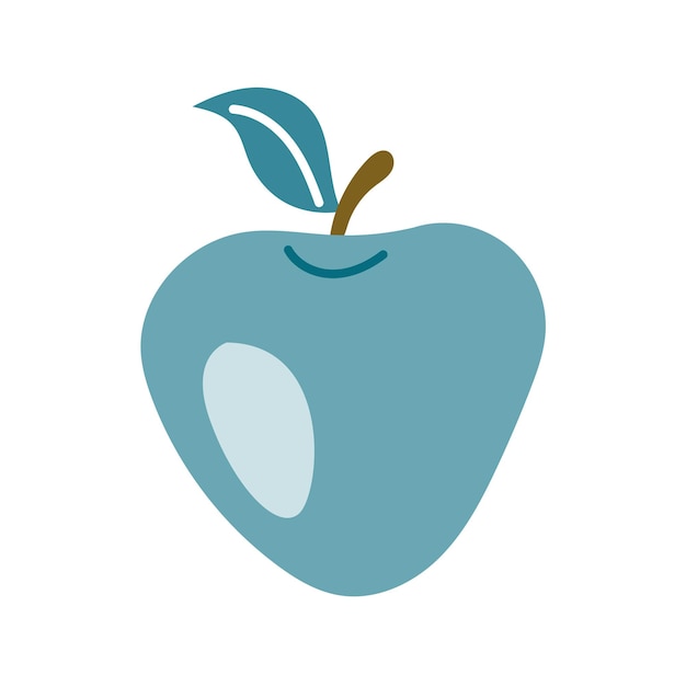 Vector manzana verde con una hoja sobre un fondo blanco imagen vectorial en icono de estilo plano