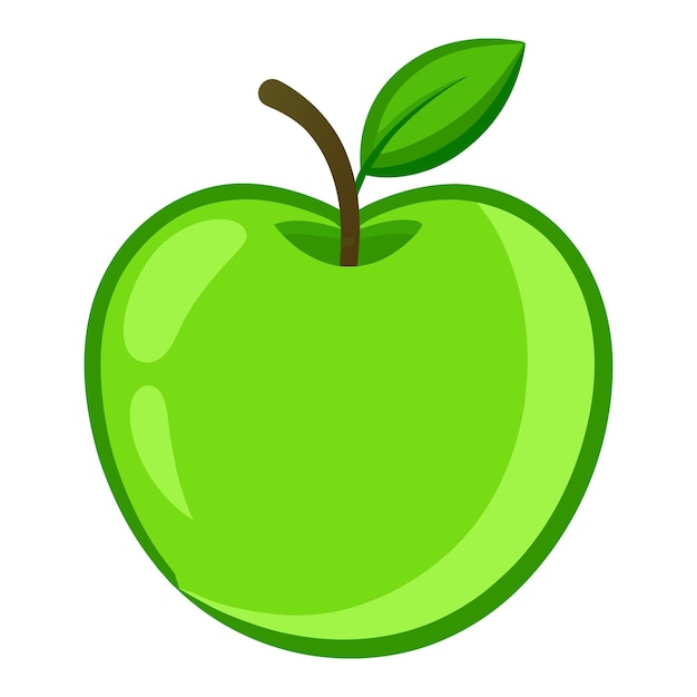 una manzana verde con una hoja