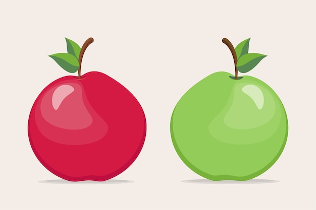 Manzana verde manzana roja vector ilustración fruta