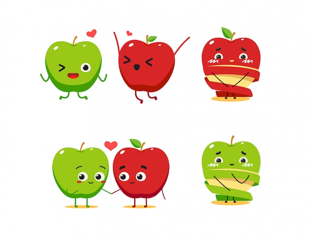 Una manzana verde y roja. ilustración vectorial