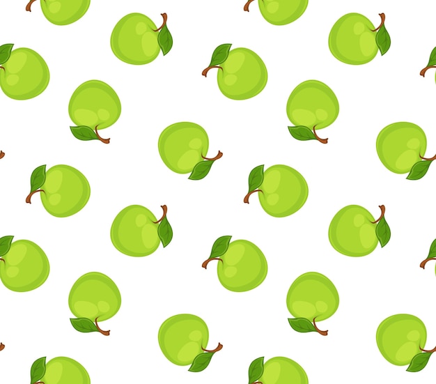 Manzanas maduras con hojas verdes y estampado de ramas.
