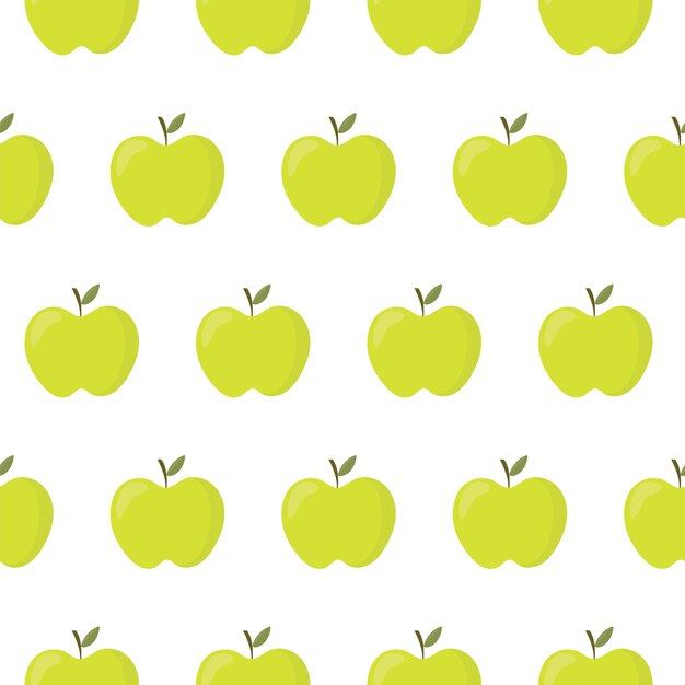 Manzanas de patrones sin fisuras Manzanas verdes sobre un fondo blanco ilustración vectorial lindo