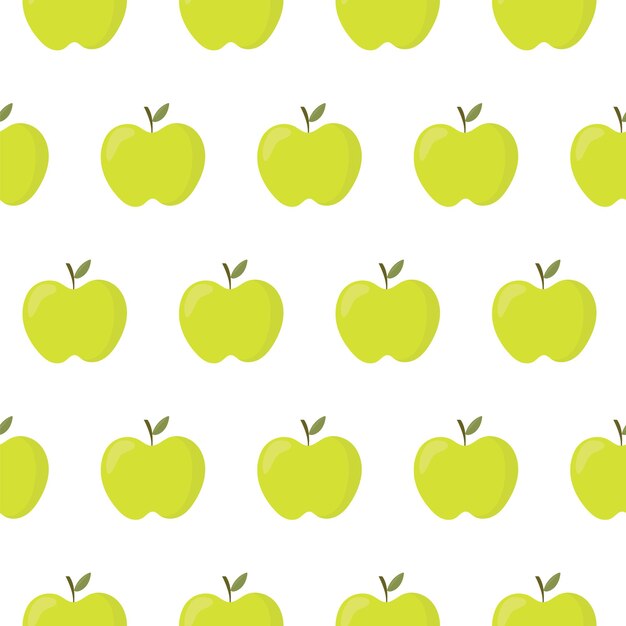 Manzanas de patrones sin fisuras manzanas verdes sobre un fondo blanco ilustración vectorial lindo