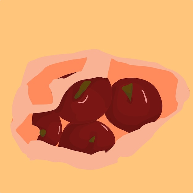 Vector manzanas rojas en una ilustración de vector de bolsa de plástico