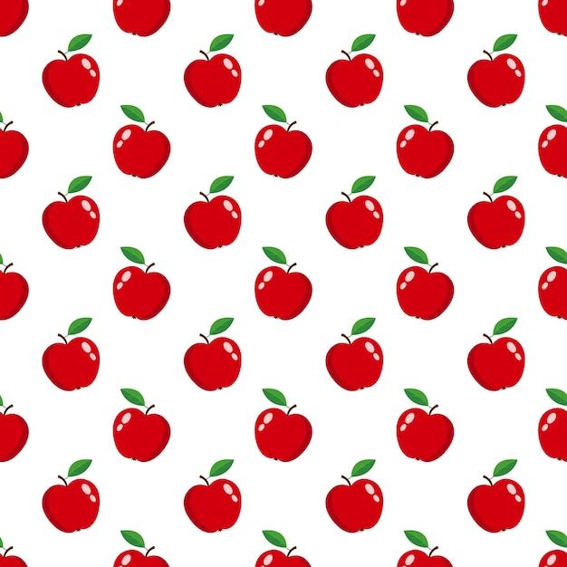 Manzanas rojas de patrones sin fisuras en blanco