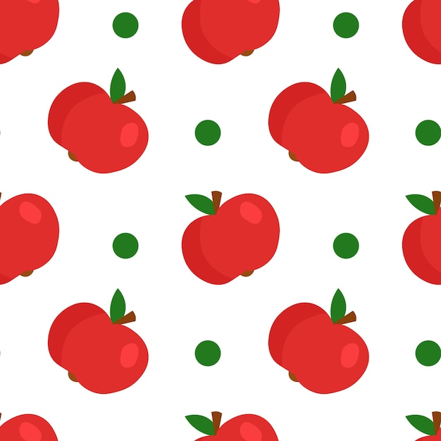 Manzanas rojas con sabor a fruta de patrones sin fisuras para imprimir Ilustraciones de dibujos animados jugosos