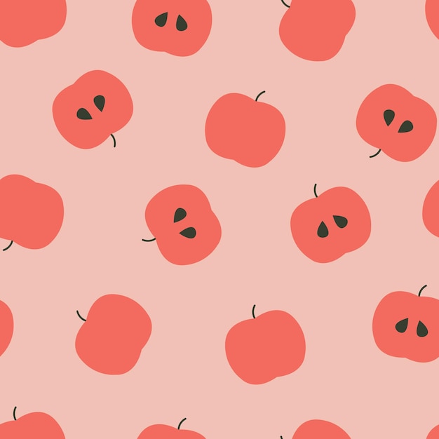 Manzanas rojas sobre un fondo rosa Manzana fruta Manzanas patrón sin costura Afrutado