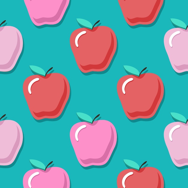 manzanas, vector, seamless, patrón