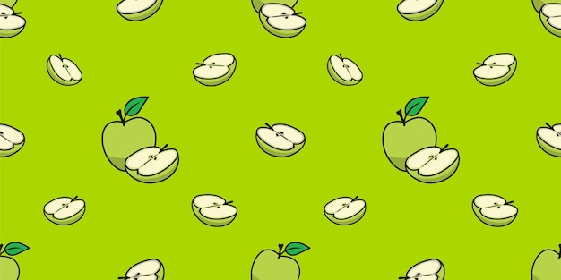 Manzanas verdes con una hoja sobre un fondo verde.