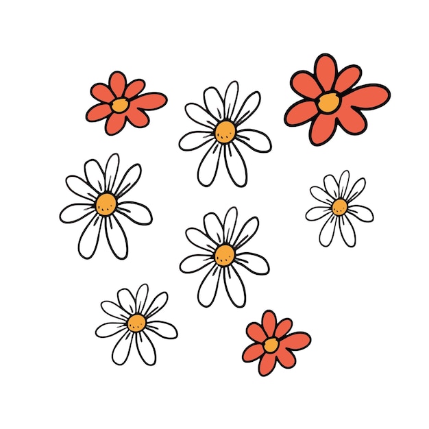 manzanilla flores naturaleza flor patern patrón sin fisuras con flores pequeñas vector ilustración mano