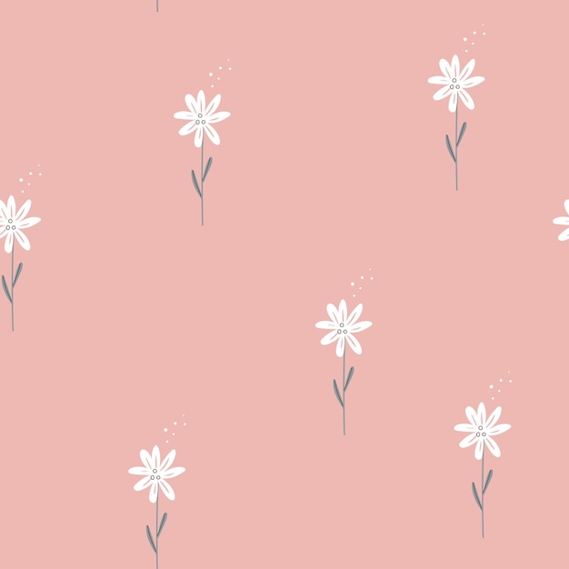 Manzanilla de patrones sin fisuras sobre fondo rosa en estilo de dibujos animados