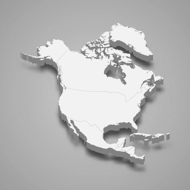 Mapa 3d de América del Norte