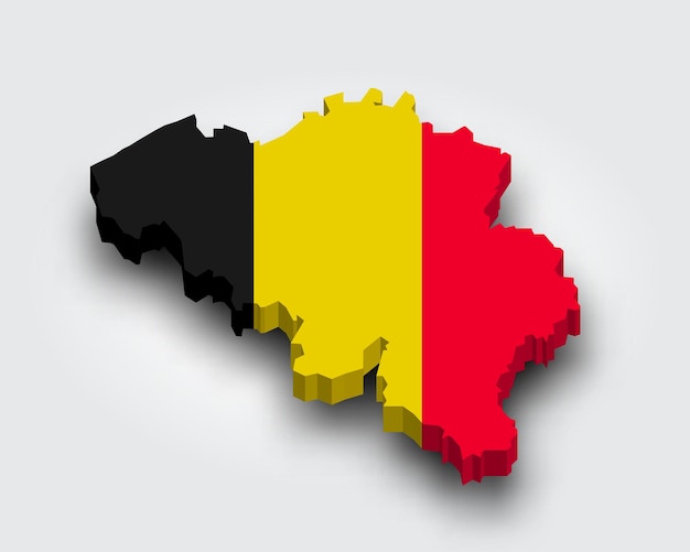 Vector mapa 3d de bélgica con bandera