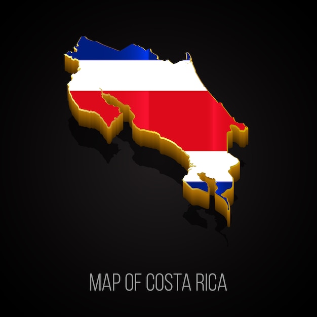 Vector mapa 3d de costa rica