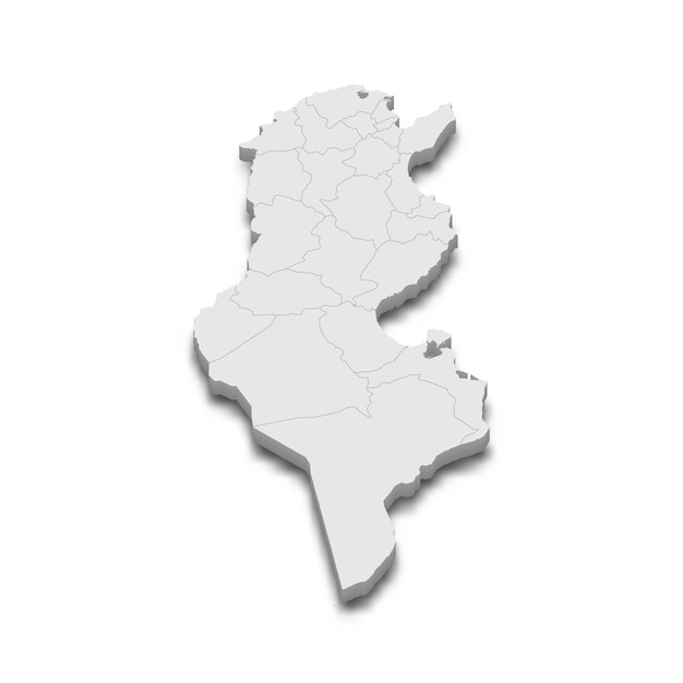 Vector mapa 3d con fronteras de regiones